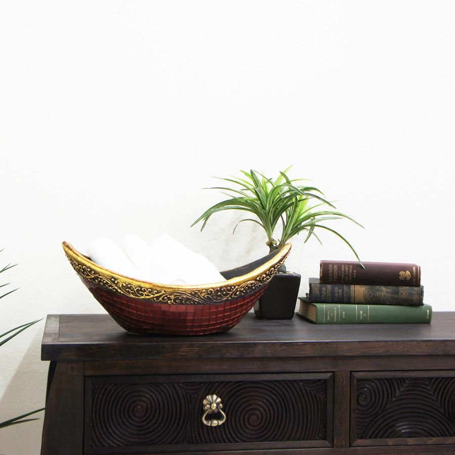 レア品 アジアンテイスト 家具 経机 ガラス ハスの花 彫刻 引出付 TB21