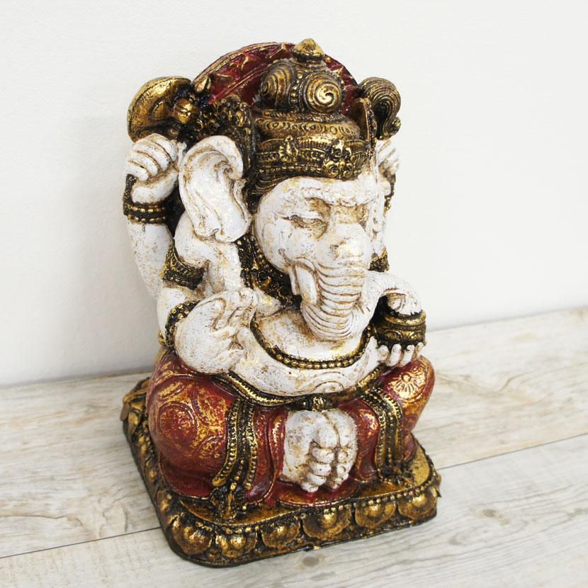 ガネーシャの木製彫刻置物 23cm×9cm 迫力満点 ガネーシャの木彫り 23cm アカシアウッド無垢材 ガネーシャの