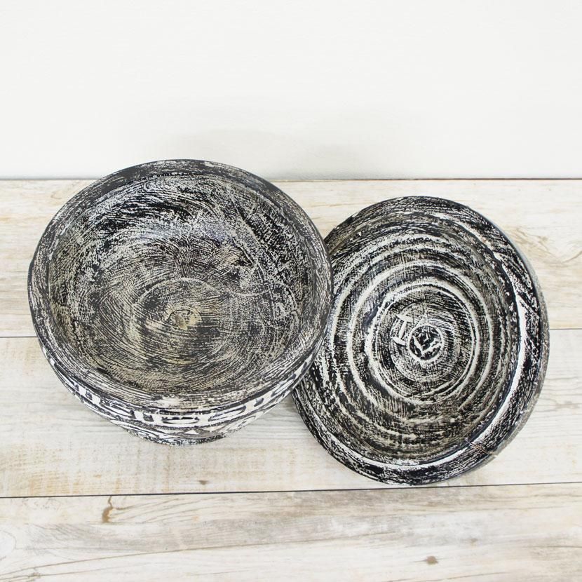 バリ木製彫刻蓋つき小物入れ/直径23cm/AZ-008-3 - アジアン家具 バリ木製彫刻蓋つき小物入れ/直径23cm/AZ-008-3 - アジアン家具