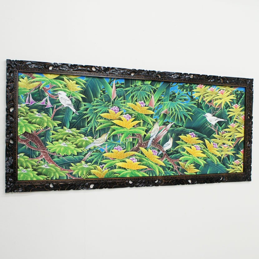 バリ島 土産 絵画 鳥 キャンバス BALI 一点物 - 工芸品