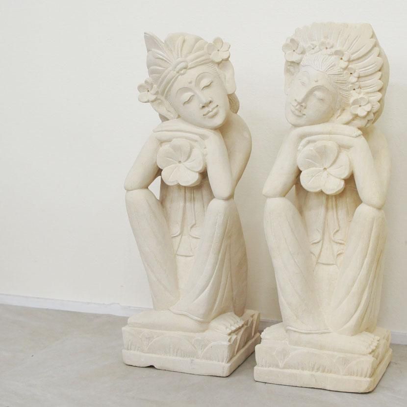 魅了 アジアン雑貨 バリ石像 バリニーズカップル 置物 - education