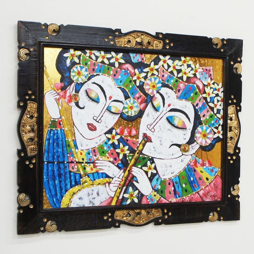 ブランド雑貨総合 絵画バリ島 NO.0519 三人組の女性像 絵画