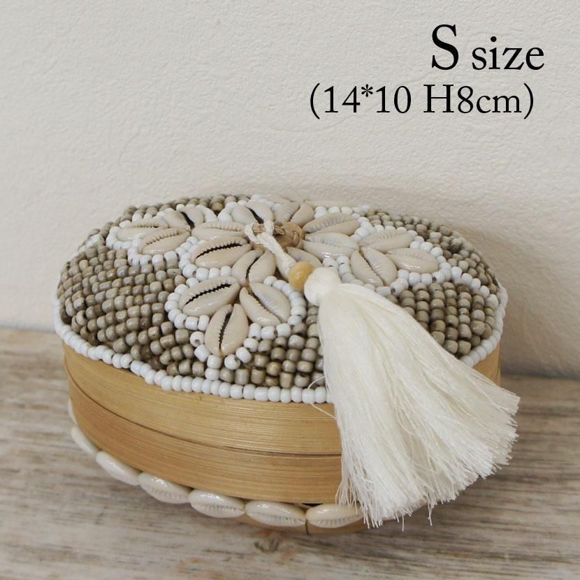 バリ島ソカシ ビーズ蓋付小物入れ /2サイズ/AZ-026-3 - アジアン家具と