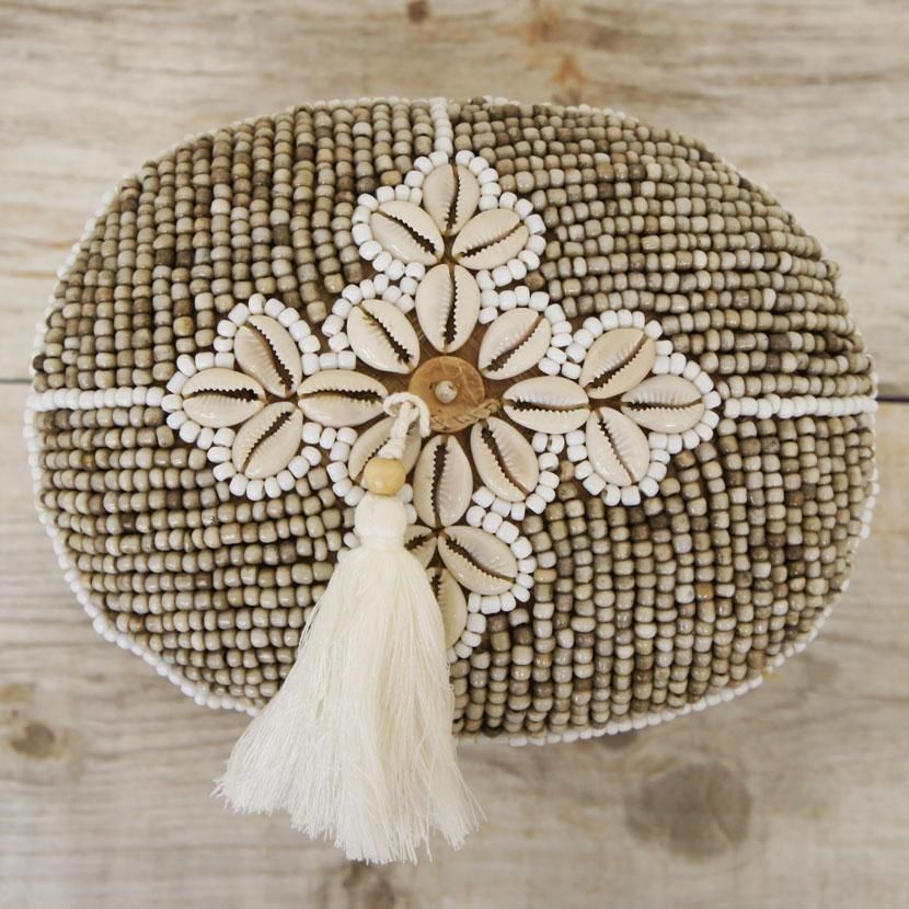 バリ島ソカシ ビーズ蓋付小物入れ /2サイズ/AZ-026-3 - アジアン家具と