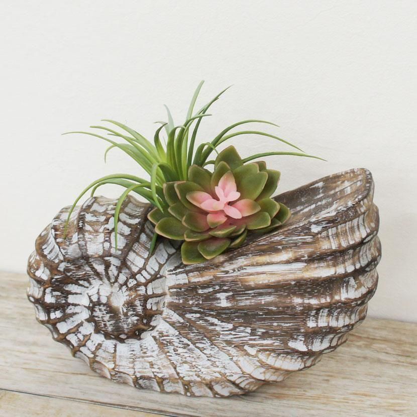 バリ島木彫りとフェイクグリーンのオブジェ /W25cm/WH-001L - アジアン