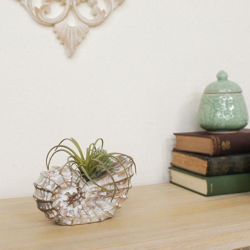 バリ島木彫りとフェイクグリーンのオブジェ /W15cm/WH-001S - アジアン