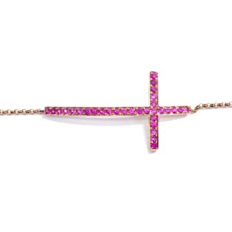Cross Chain Bracelet 〜Pink Sapphire〜