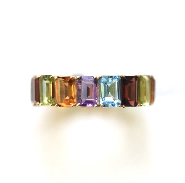 Emerald Cut Multicolor Ring