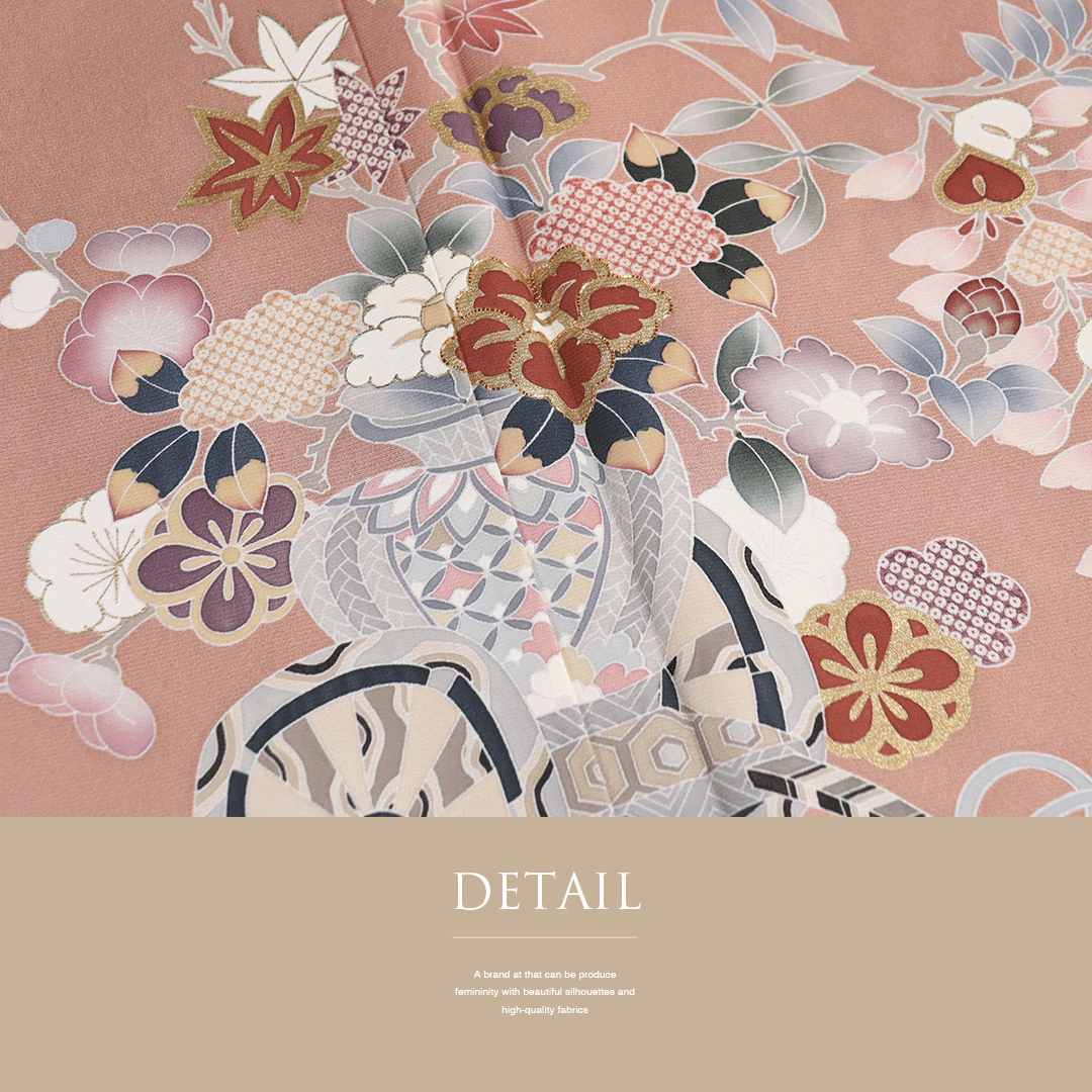 リサイクル着物】 訪問着 袷 未着用 【Lサイズ】 ☆4 花車の柄 金駒