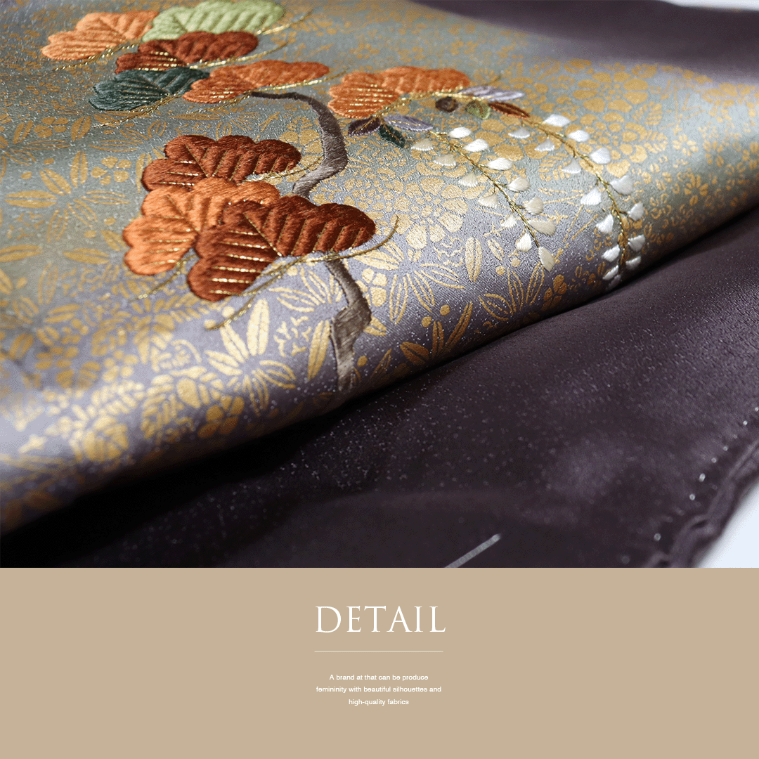 C3正絹 色留袖 比翼付 一つ紋 金駒刺繍 金銀箔 未使用 C3正絹 色留袖 比翼付 一つ紋 金駒刺繍 金銀箔 未使用
