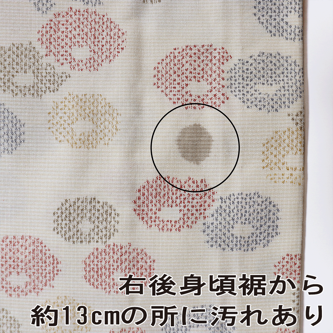 リサイクル着物】塩沢紬 単衣 【Sサイズ】 ☆3 花柄 白地 お洒落 身丈