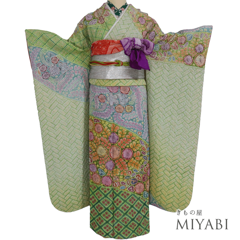振袖 ピンク 辻ヶ花風 落款あり (濃いピンク地に辻が花調の振袖 振袖 ピンク 辻ヶ花風 落款あり (濃いピンク地に辻が花調の振袖