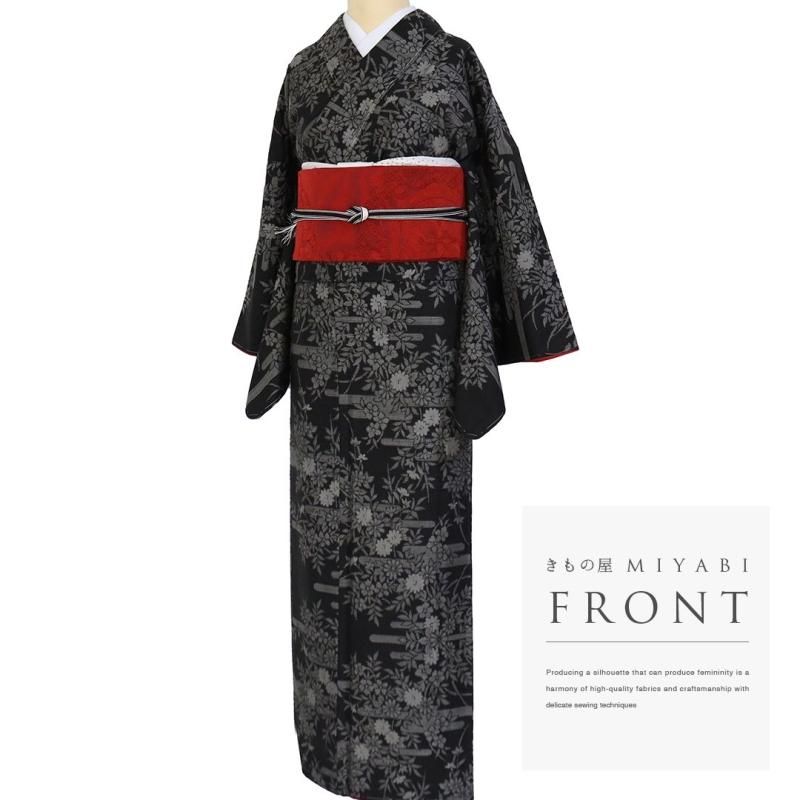［紬］　新品未使用品　しつけ有り　K-481 真綿紬 つむぎ 横段縞絣 金茶色 リサイクル真綿紬袷リサイクル