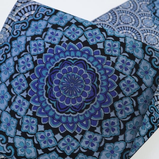 西陣織 袋帯 モザイクタイル 青×黒 沢本織物 【染重オンラインショップ】