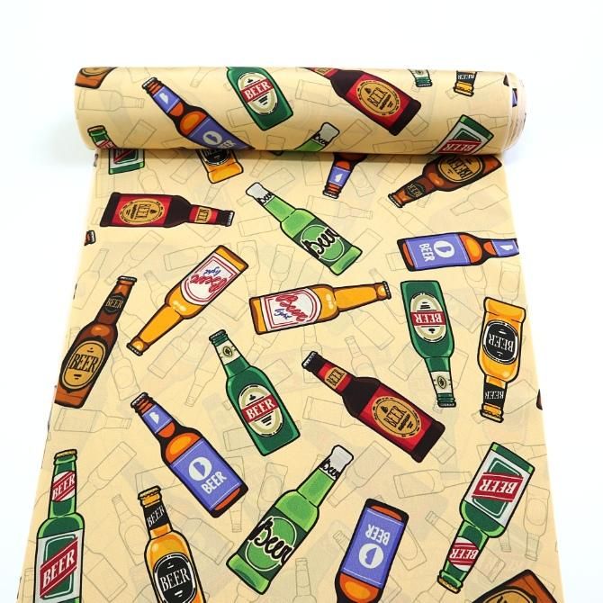 正絹 おしゃれ長襦袢地 ビール瓶 レトロ 柑子色 小巾 反物 男女