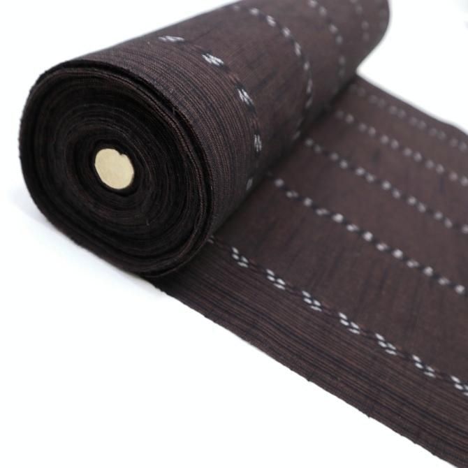 本場久留米絣 木綿反物 もめん 茶 かすり 縞 4種縞 珈琲色 【染重