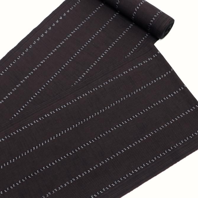 本場久留米絣 木綿反物 もめん 茶 かすり 縞 4種縞 珈琲色 【染重