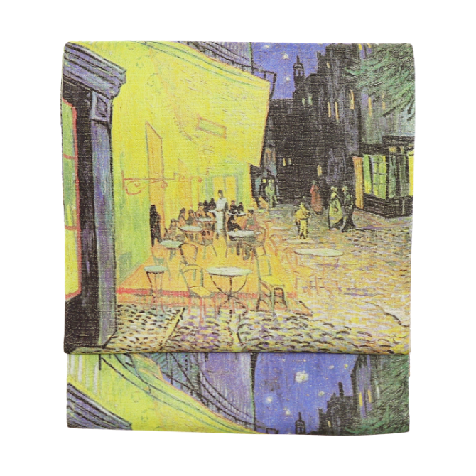 染袋帯 ゴッホ 夜のカフェテラス 「和PREMIUM」 青×黄色 洋画 染袋帯 ゴッホ 夜のカフェテラス 「和PREMIUM」 青×黄色 洋画