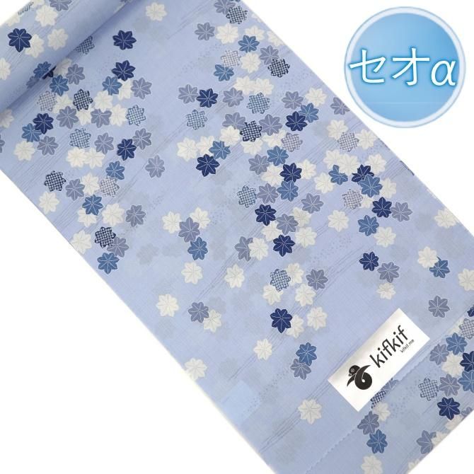 東レ セオアルファ 「kif kif」 ブルー 青紅葉 竜田川 東レ セオα 単衣