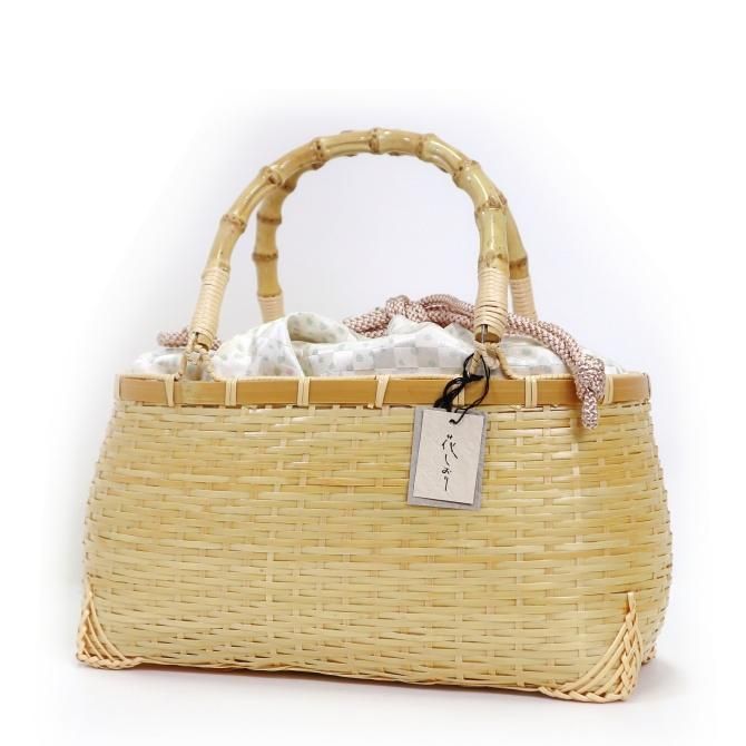 巾着付き カゴバッグ 浴衣 夏着物 2Way ナチュラル ブルー 夏 巾着付き カゴバッグ 浴衣 夏着物 2Way ナチュラル ブルー 夏