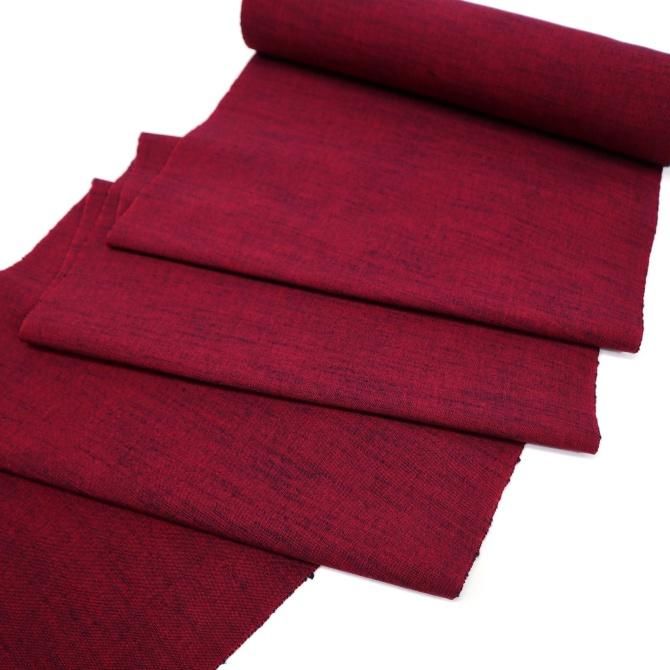 本場久留米絣 レッド 無地 緯スラブ10番 久留米かすり もめん 反物