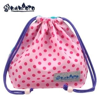桃ピンクドット×スカイピンクドット 巾着中 弁当箱入れ マチ有りお弁当袋 ネームタグ付き ハンドメイド 手作り 日本製の商品画像