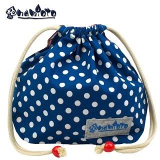ネイビードット×レッドストライプ 巾着中 弁当箱入れ マチ有りお弁当袋 ネームタグ付き ハンドメイド 手作り 日本製の商品画像