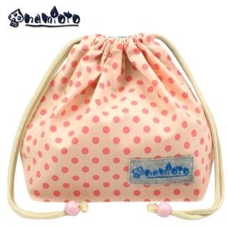 ピュアピンクドット×アクアグリーンドット 巾着中 弁当箱入れ マチ有りお弁当袋 ネームタグ付き ハンドメイド 手作り 日本製の商品画像