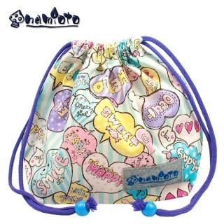 SMILE スカイ  巾着中 弁当箱入れ マチ有りお弁当袋 ネームタグ付き ハンドメイド 手作り 日本製の商品画像