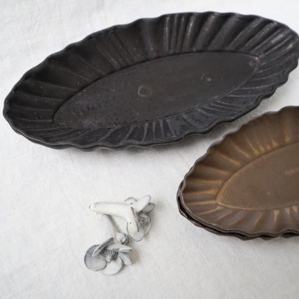 村上直子　平皿　プレート　2枚セット　未使用品 器のしごと 白井隆仁・村上直子 黒錆 Kai plate long (小) | aoi