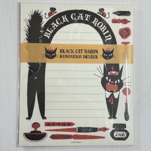 黒ねこ意匠　レターセット BLACK CAT ROBIN 【Ａ】