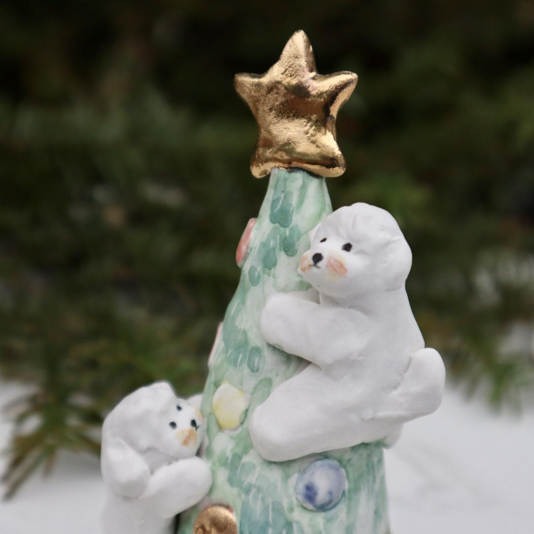 OUT オレオちゃん♡ クリスマスツリー モコモコホワイト♡ OUT オレオちゃん♡ クリスマスツリー モコモコホワイト