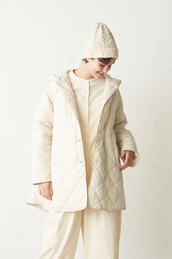 quilting reversible hooded coat