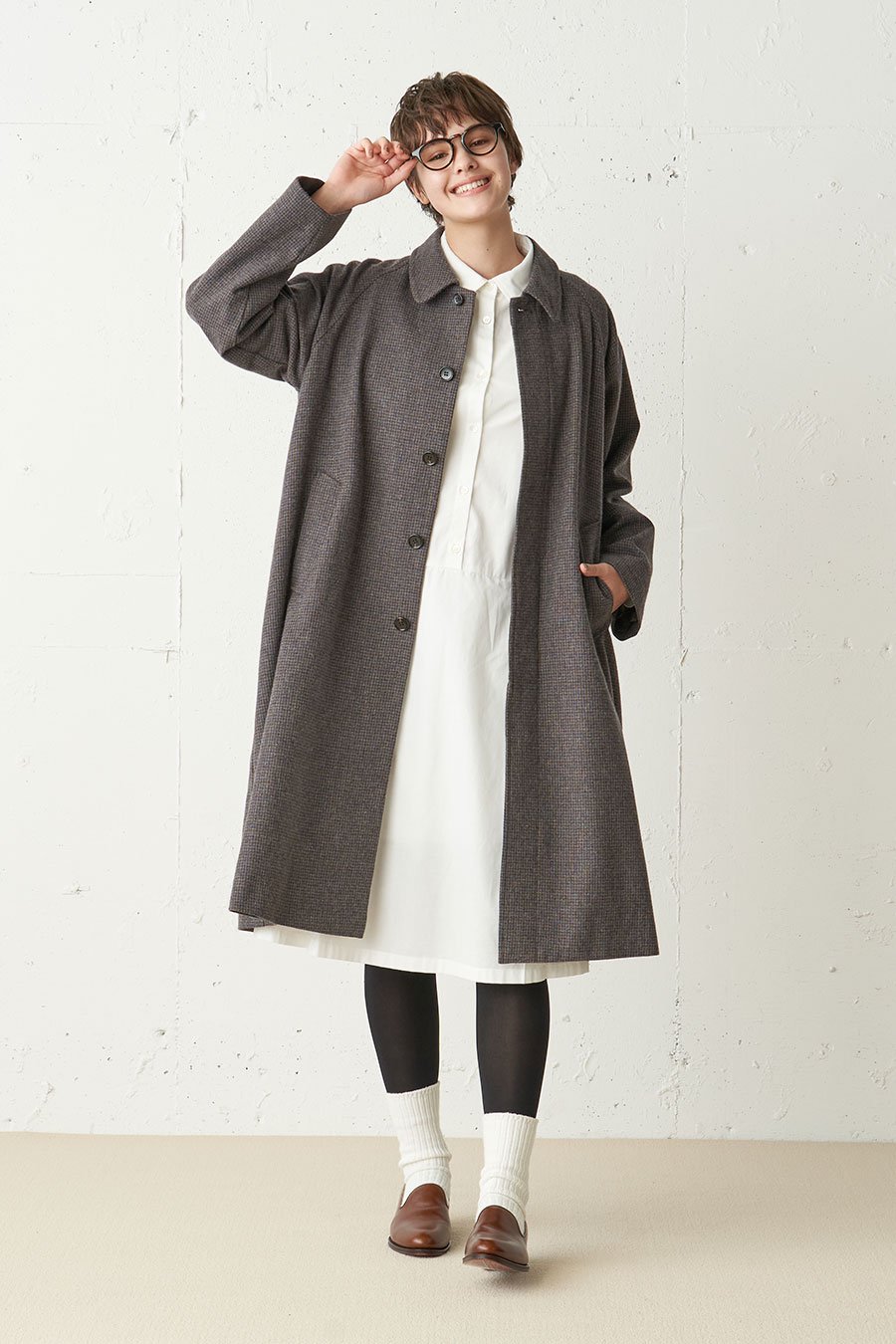 check soutien collar coat - MidiUmi（ミディウミ）｜ONLINE SHOP