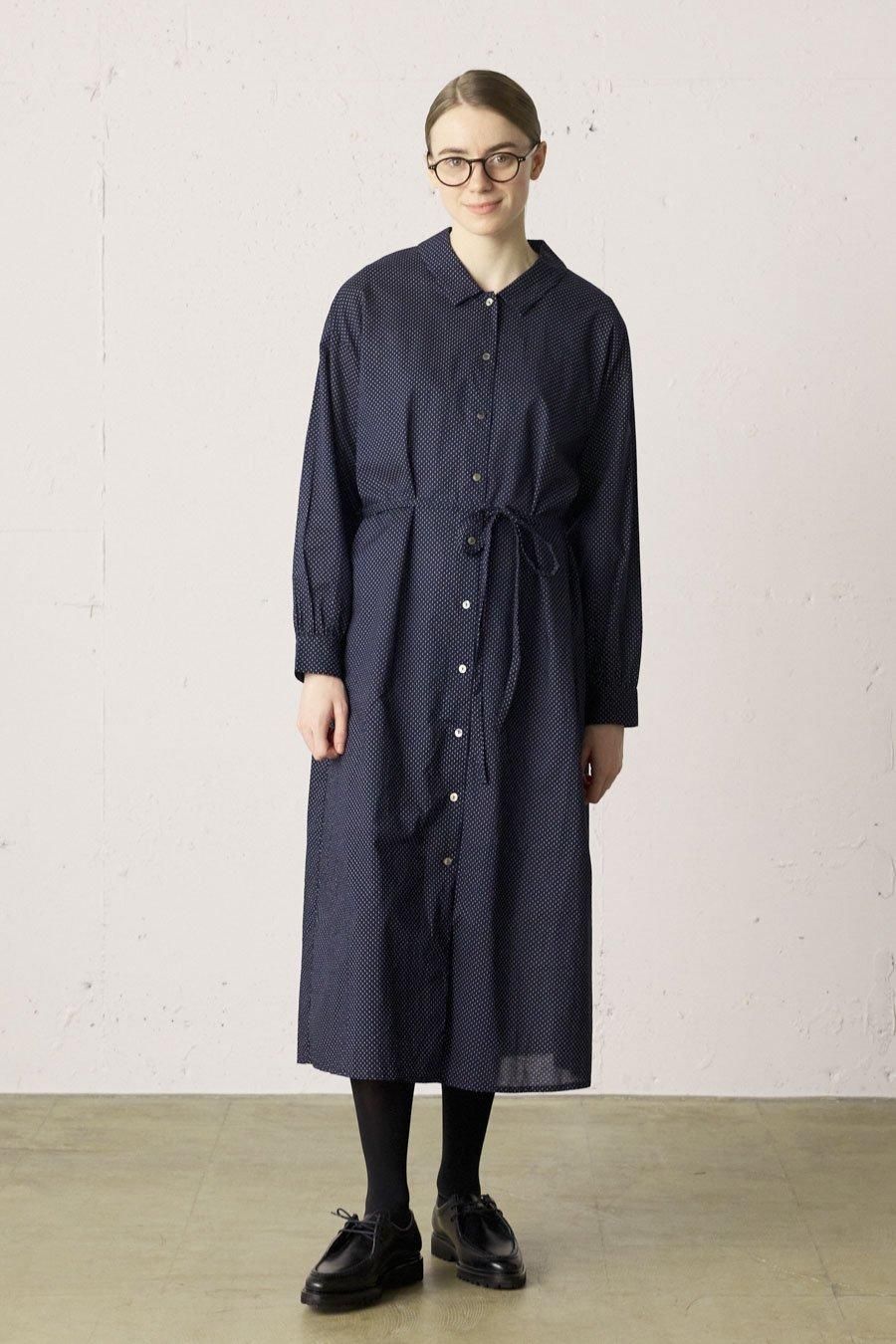 dots shirt onepiece with belt - MidiUmi（ミディウミ