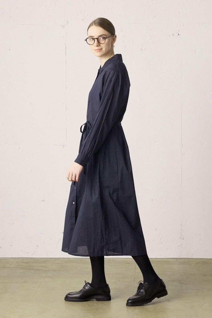 dots shirt onepiece with belt - MidiUmi（ミディウミ