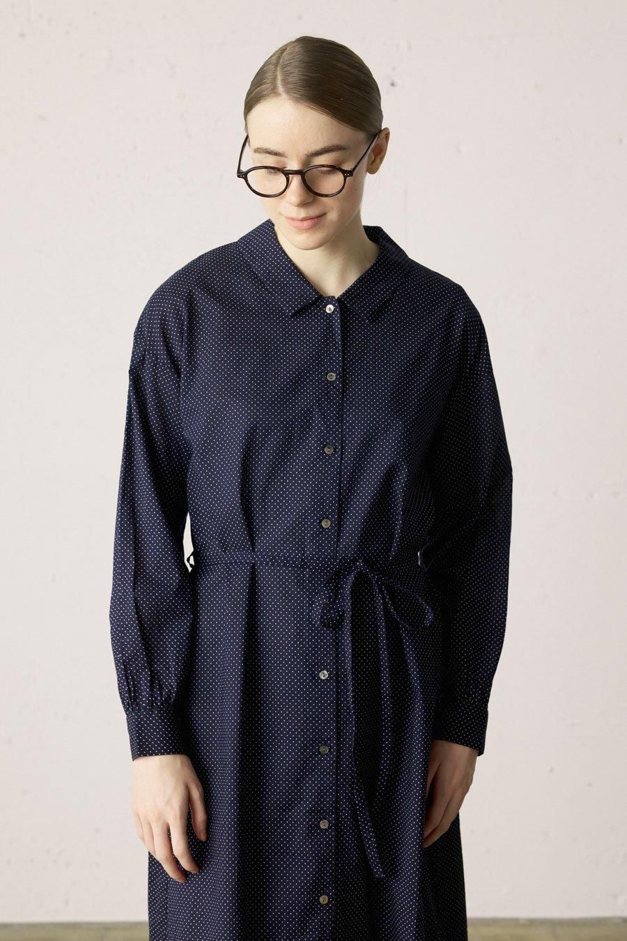 dots shirt onepiece with belt - MidiUmi（ミディウミ