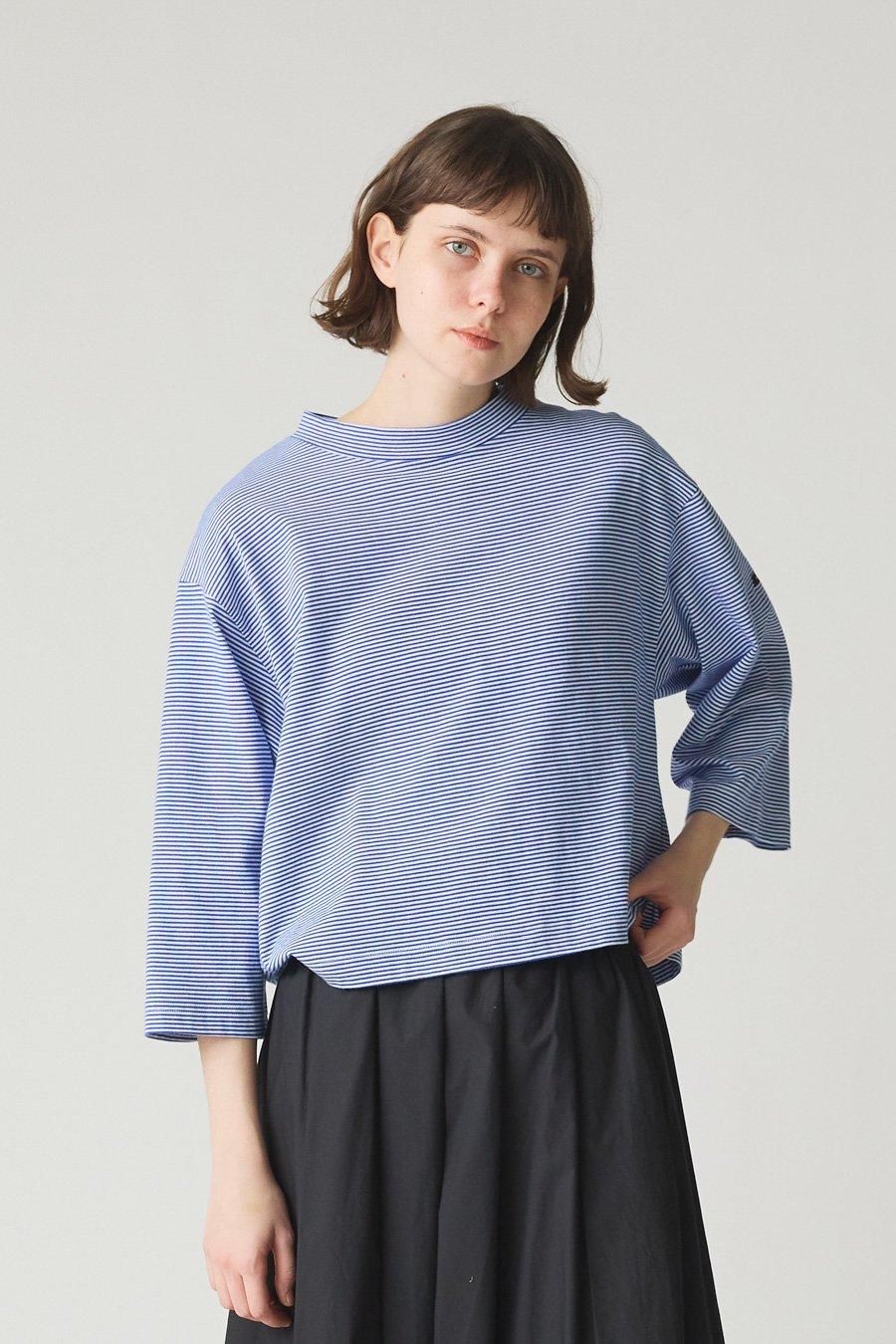 mock neck border wide T-shirt 【キナリノ掲載】 - MidiUmi