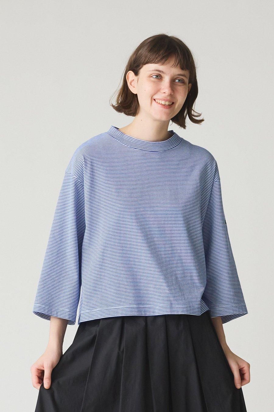 ミディウミ モックネックボーダーワイドTシャツ 半袖 カットソー 2-719770 レディース MidiUmi [メール便可] ミディウミ モックネックボーダーワイドTシャツ 半袖 カットソー