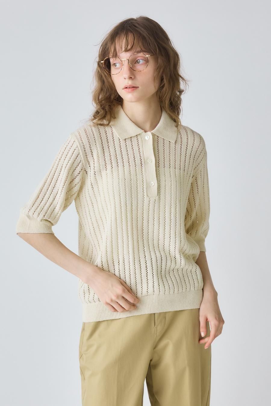 pattern knitting knit polo - MidiUmi（ミディウミ）｜OFFICIAL