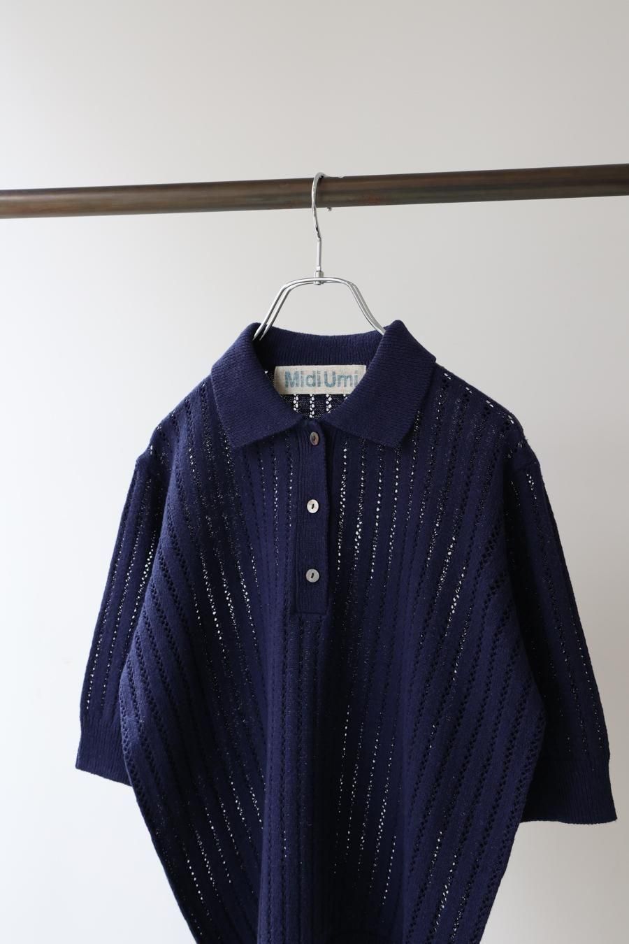 レディース 　MidiUmi　ミディウミ　模様編みニットポロ　pattern knitting knit polo　サマーニット　ニットポロシャツ pattern knitting knit polo - MidiUmi（ミディウミ）｜OFFICIAL