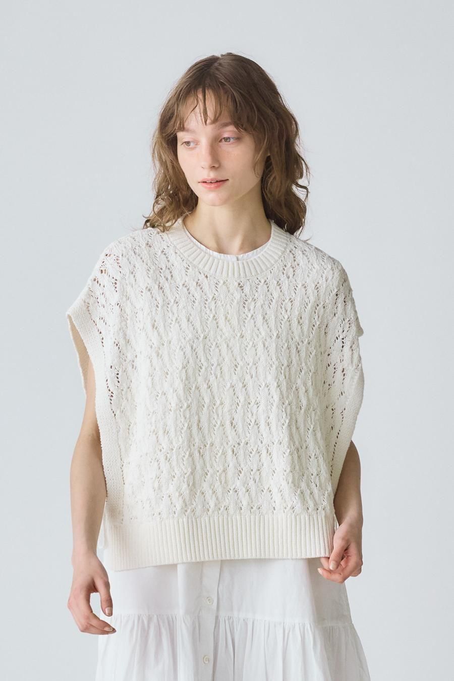 tapeyarn side ribbon vest - MidiUmi（ミディウミ）｜OFFICIAL