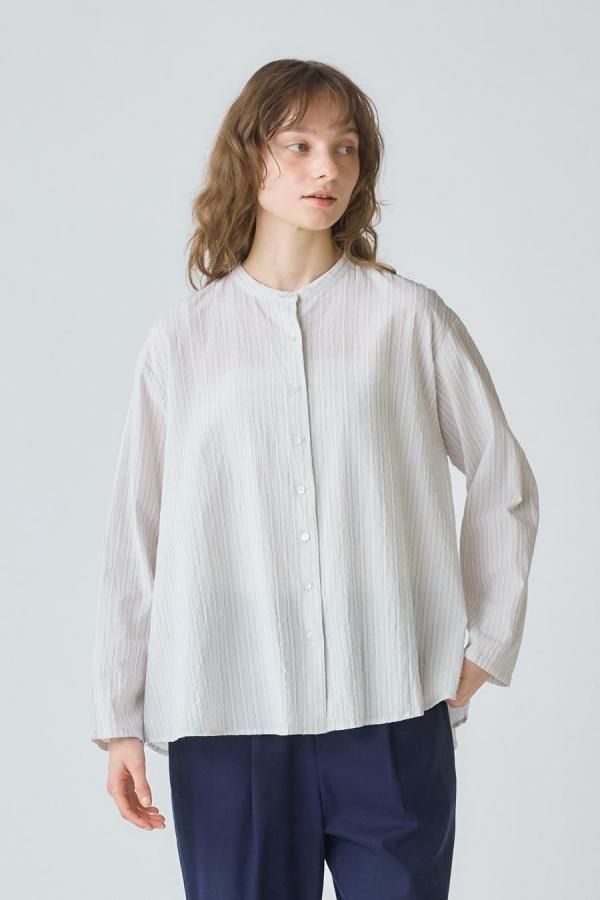 sheer stripe back gather shirt