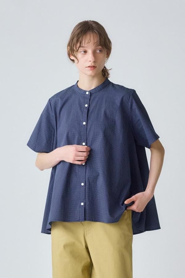 half sleeve dots A line shirt
