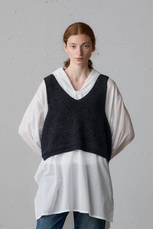 pile boa knit vest
