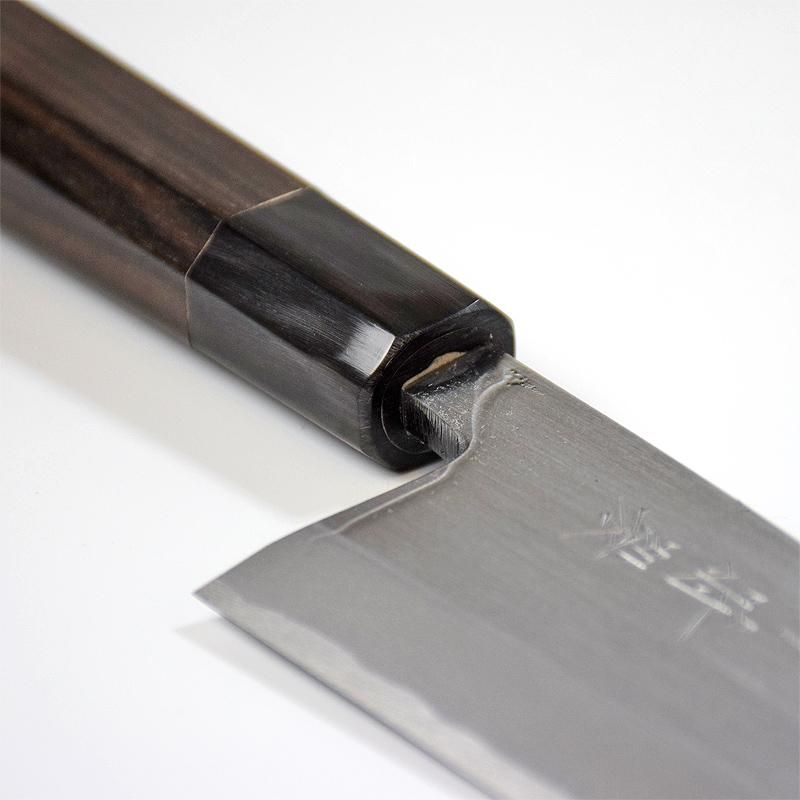 田中特製「出刃包丁」165mm 青紙（青鋼）2号,水牛桂,黒檀,八角柄