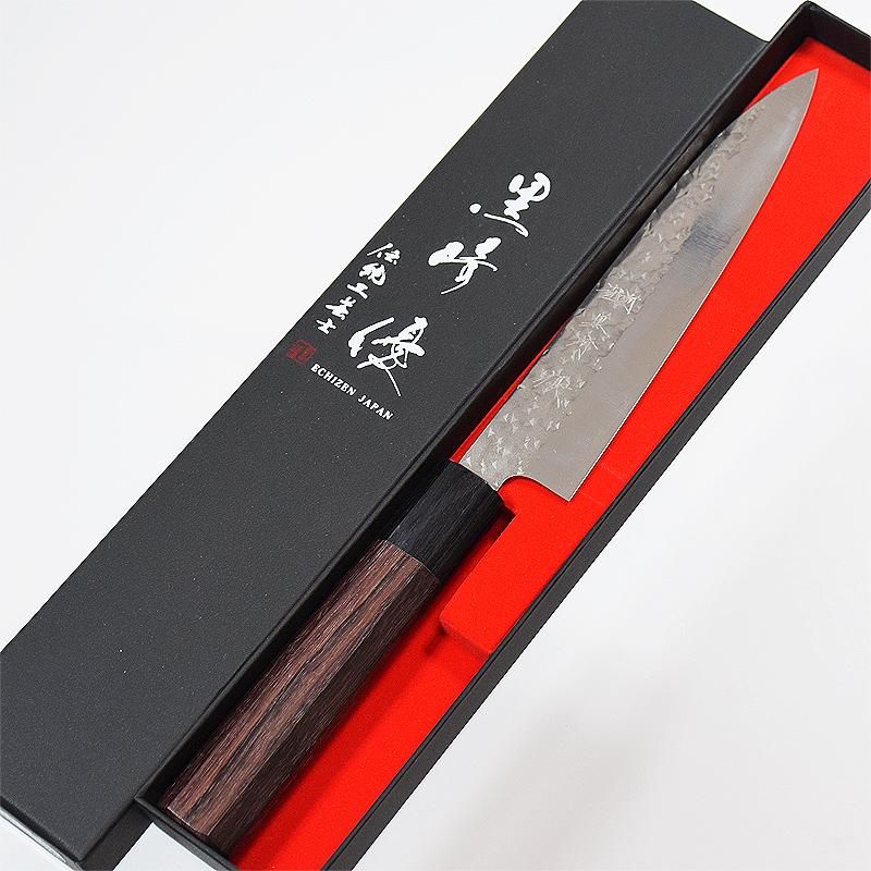 黒崎優 「閃光」 ペティナイフ150mm 粉末ハイス鋼SG2・鎚目打 黒崎優 「閃光」 ペティナイフ150mm 粉末ハイス鋼SG2・鎚目打