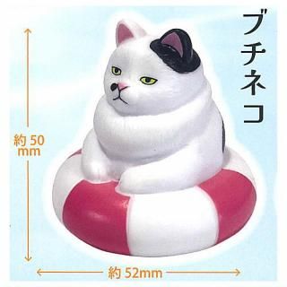 浮き輪にはまったむっちり猫 ソフビマスコット [5.サバトラ],ディー