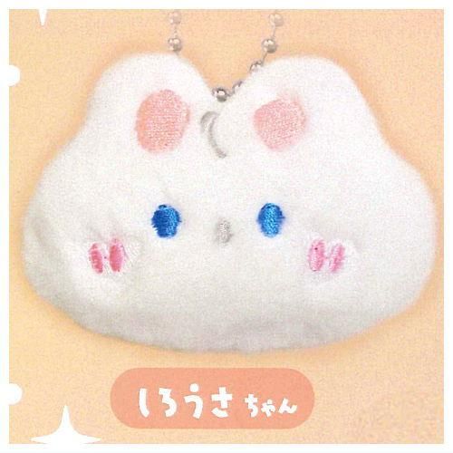 ふわふわあにまる おかおぬいチャーム [1.しろうさちゃん