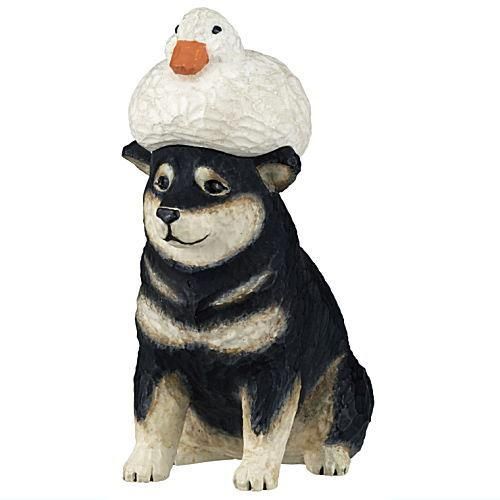 あかねの木彫り アヒルと犬 [2.柴犬(黒柴)],キタンクラブ ガチャガチャ